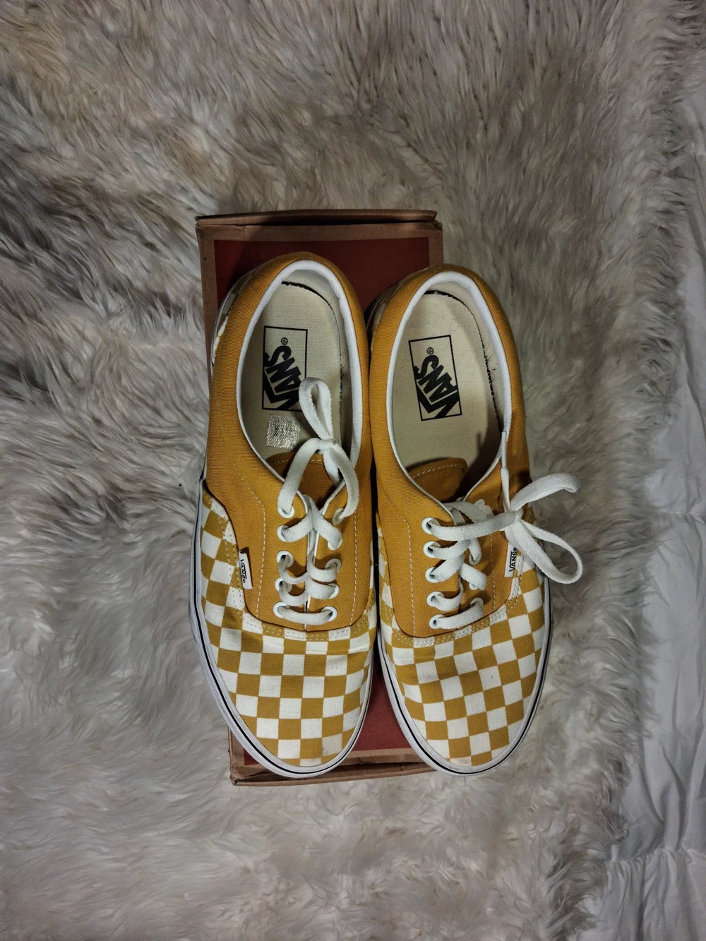 Vans Checkerboard Sneakers in Yellow and White